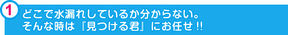 どこで水漏れしているか分からない。そんな時は『見つける君』にお任せ!!